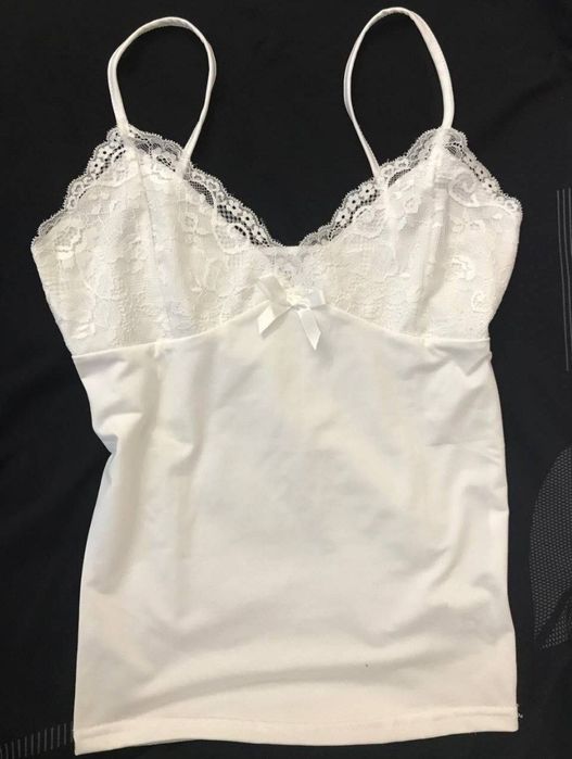 Новая женская белая майка с кружевом y2k sk8