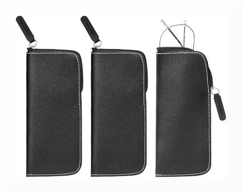 Skórzane Etui Na Okulary HIFOT Z Zamkiem Błyskawicznym Unisex 3 Sztuki