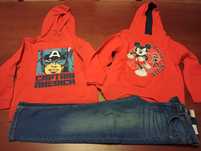 2 sweat manga comprida com gorro, calças de ganga 7/8 anos, Zippy