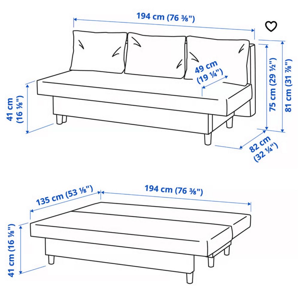 Sofa rozkładana/łóżko IKEA ÄLVDALEN