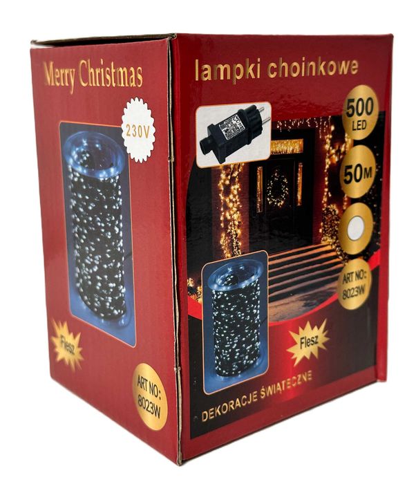 Lampki choinkowe 500 led 50 światełka druciki ryż girlanda zimny biały