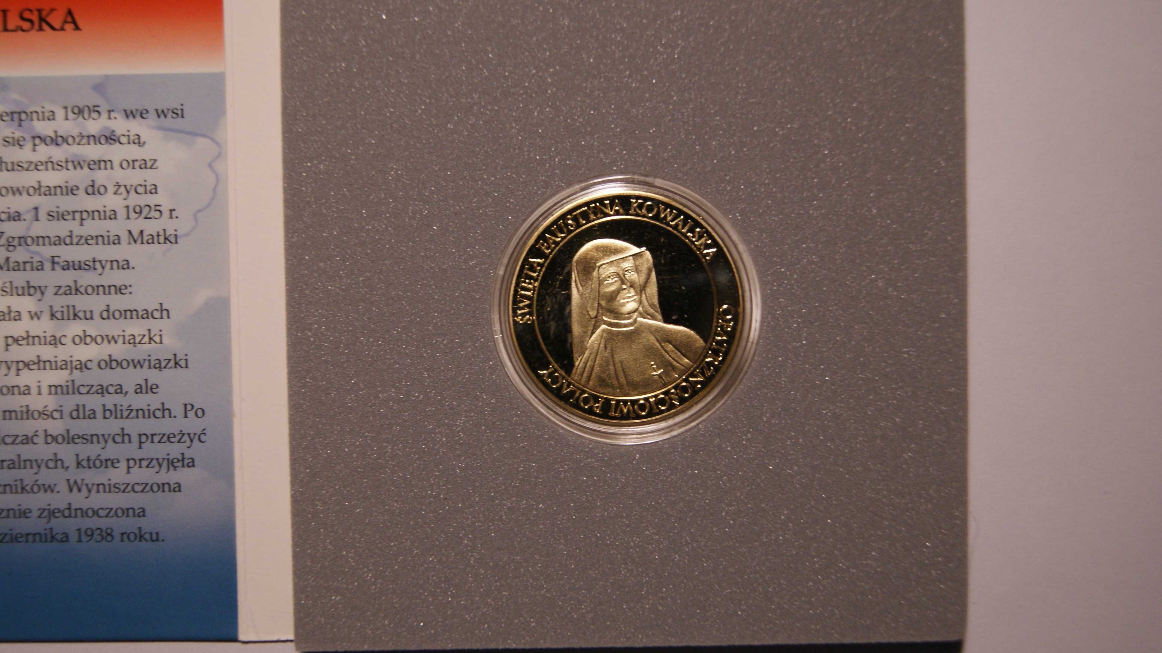 Medal okolicznościowy   Święta Faustyna Kowalska - złota emisja