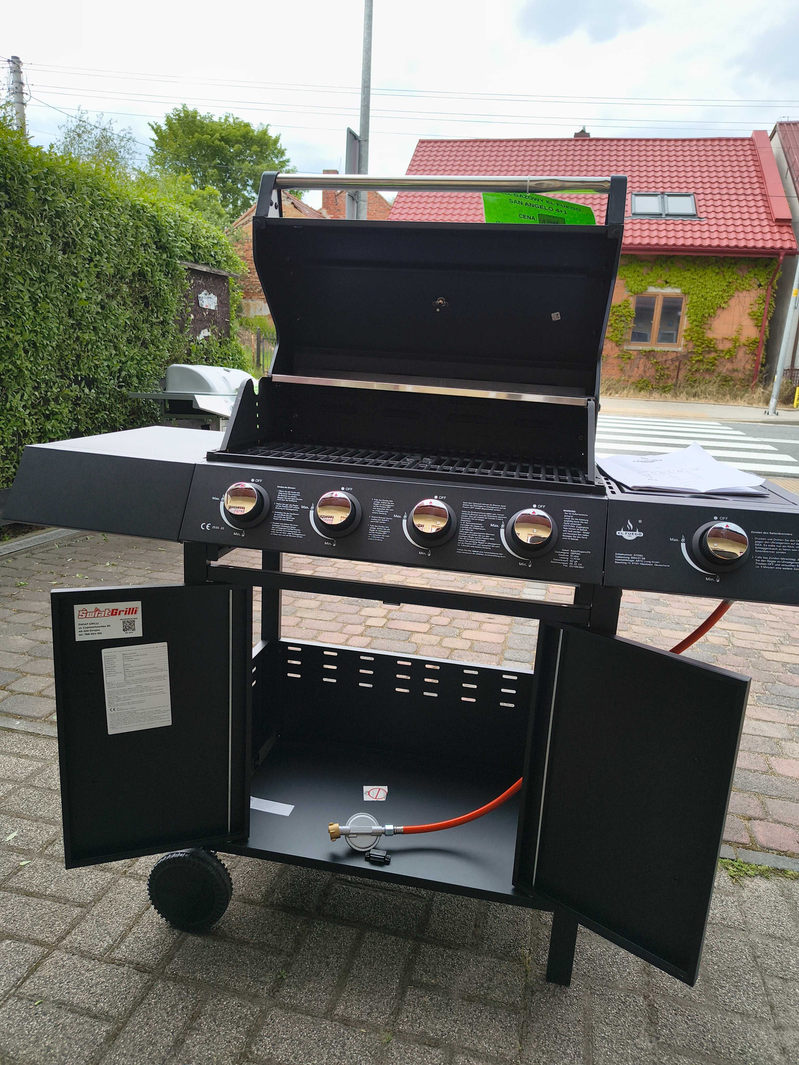 NOWY GRILL Gazowy EL FUEGO San Angelo 4+1 13.7kW żeliwny ruszt Wysyłka