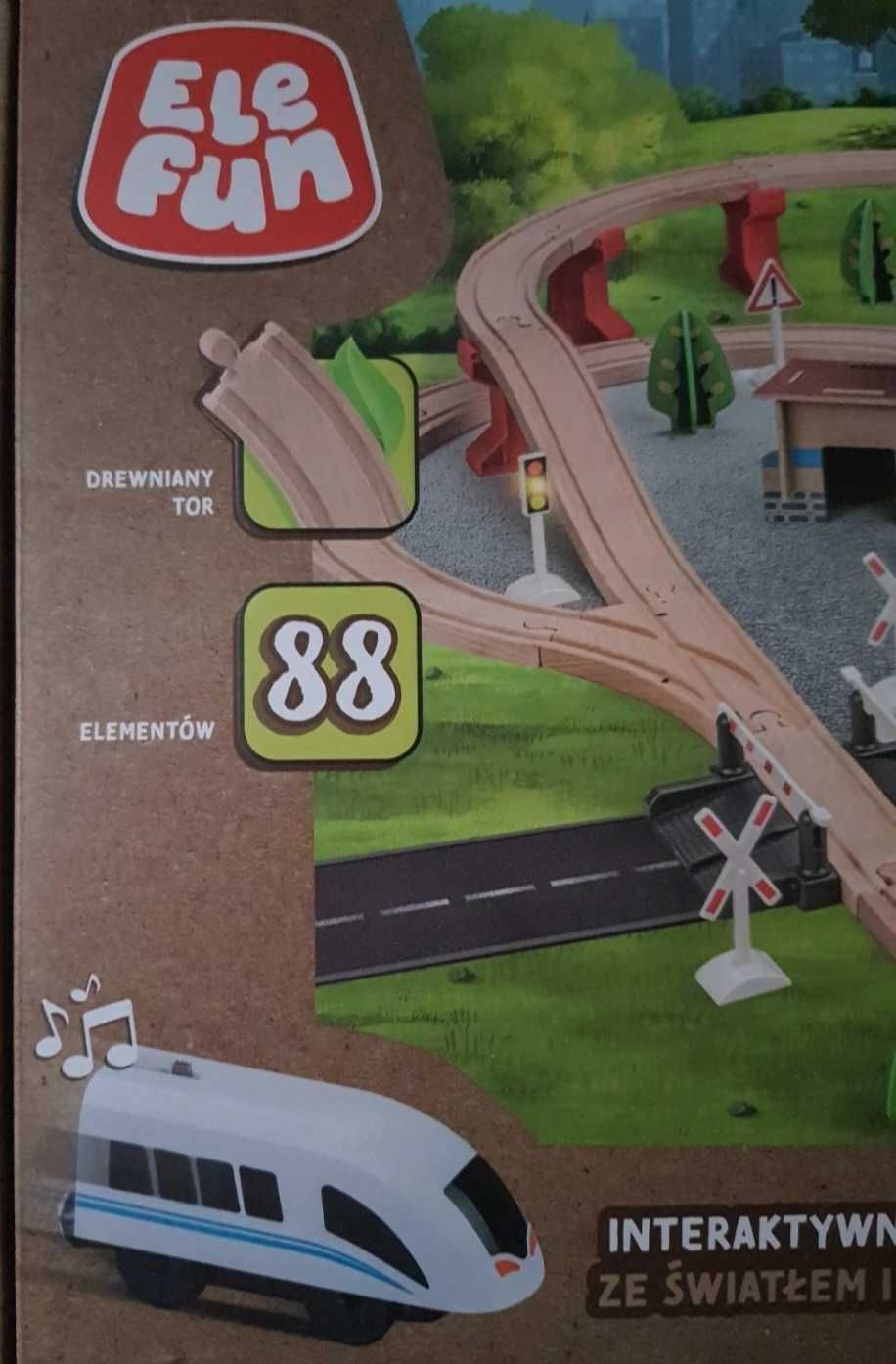 Interaktywna Kolejka drewniana, 88el., elefun