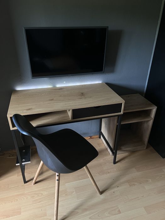 Biurko led loft dąb + krzesło + szafka