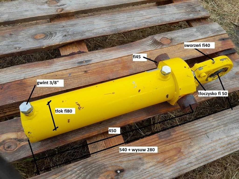 Siłownik hydrauliczny 45/80/280 prasa wywrotka, cięgło do ciągnika FV