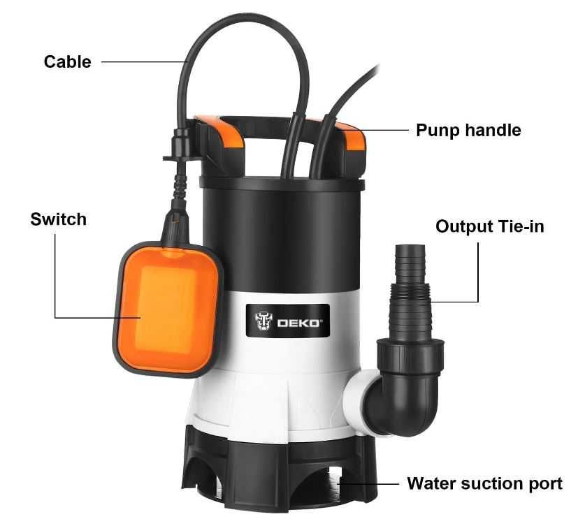 Przenośna pompa zanurzeniowa DEKO 400W 8000L/H pomarańczowa