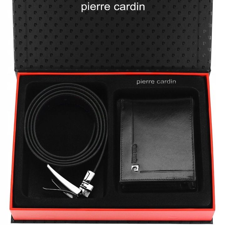 pierre cardin pasek czarny - mężczyzna