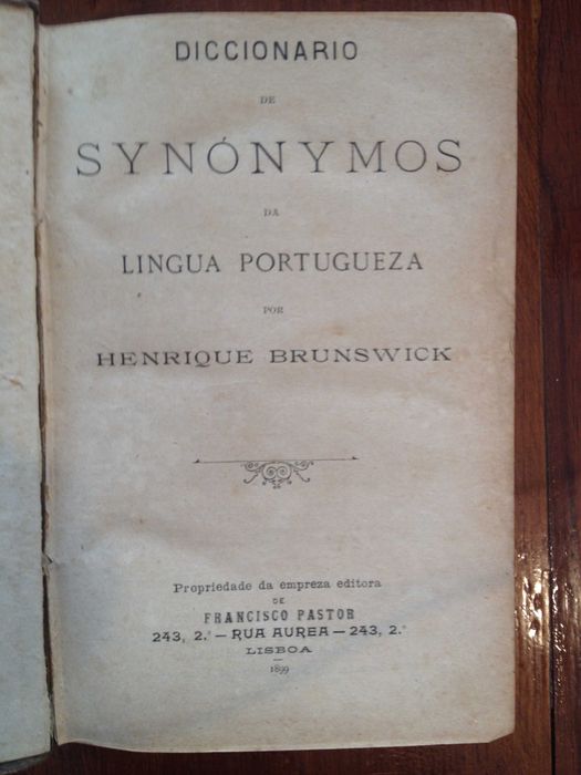 Henrique Brunswick - Diccionario Synónymos na língua portuguesa