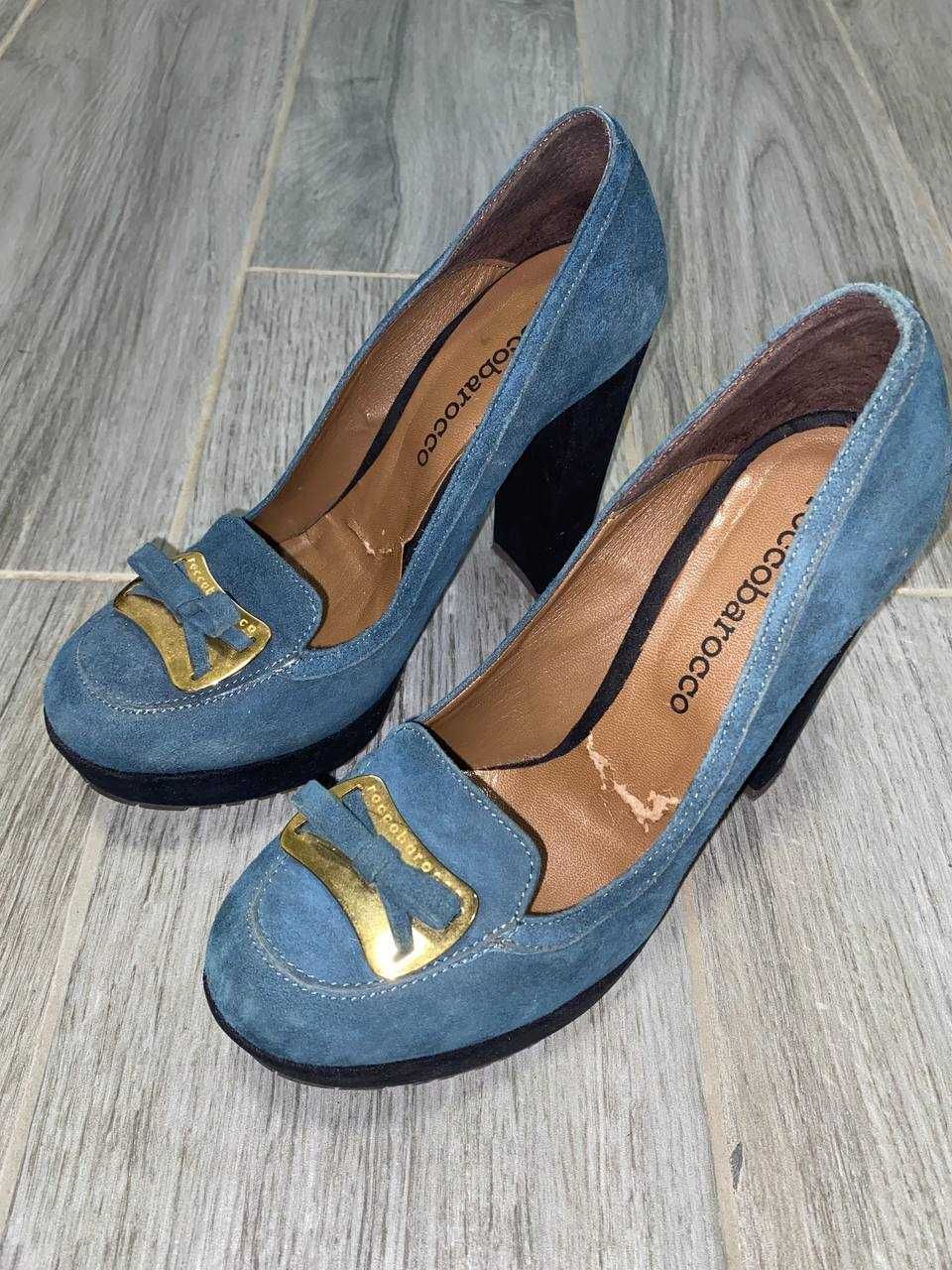 Оригінальні туфлі жіночі бірюзові roccobarocco замшеві 38 р