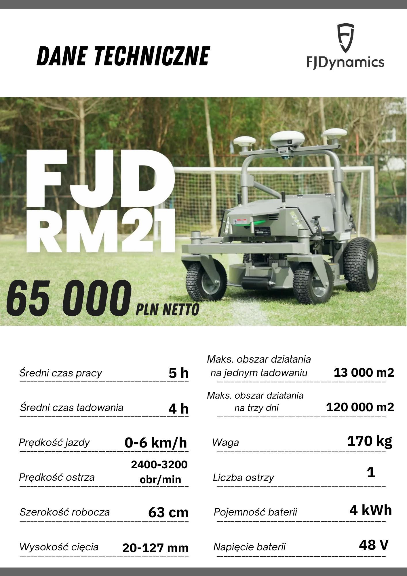 Robot koszący Kosiarka autonomiczna FJDynamics RM 21 do 3 ha/dziennie