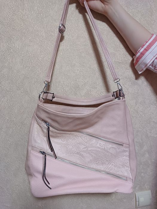 Сумка тоут бежева блідо-рожева