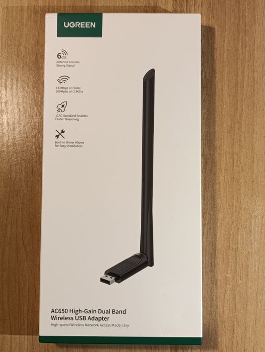 Адаптер Wi-Fi Ugreen AC650 (CM496), дводіапазонний 2,4GHz - 5GHz