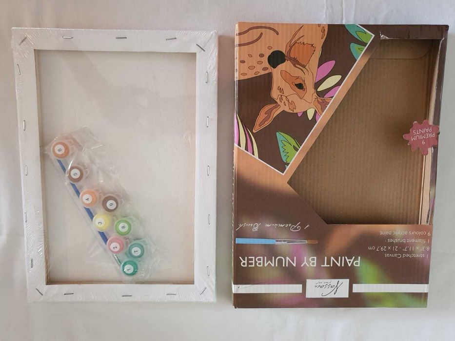 Conjunto de pintura por números para crianças.