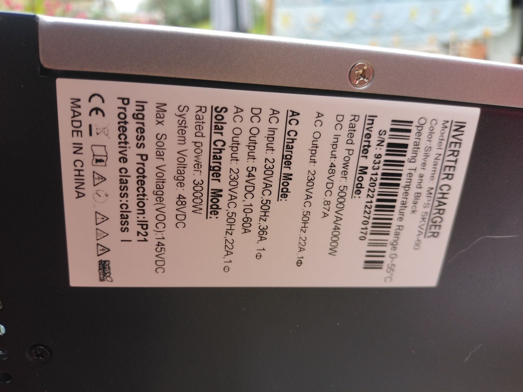 Inversor 5 kVa sistema solar híbrido Vevor