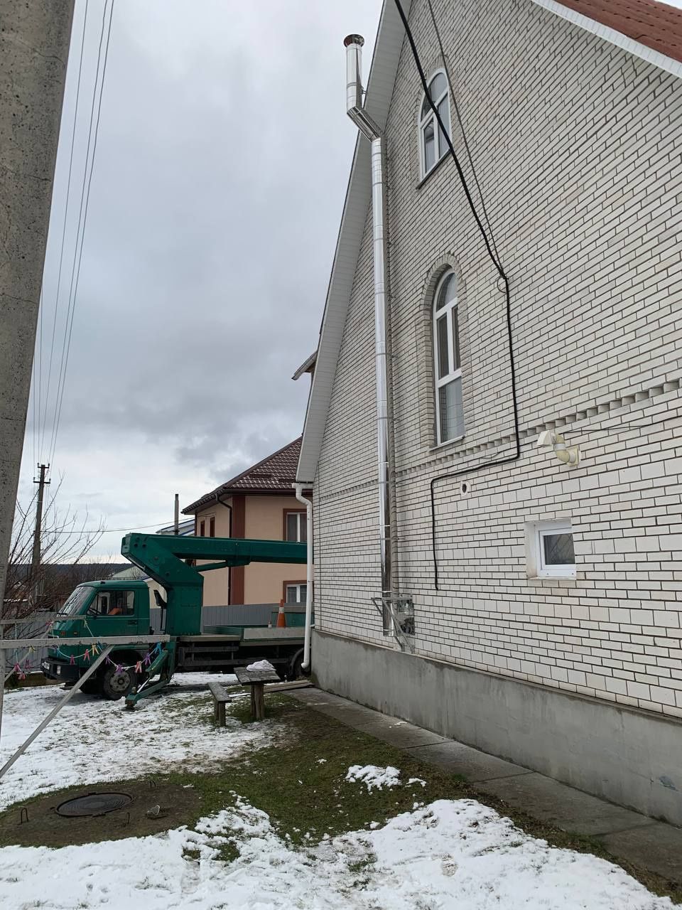 Установка дымохода/ монтаж димаря/ монтаж димоходу сендвіч