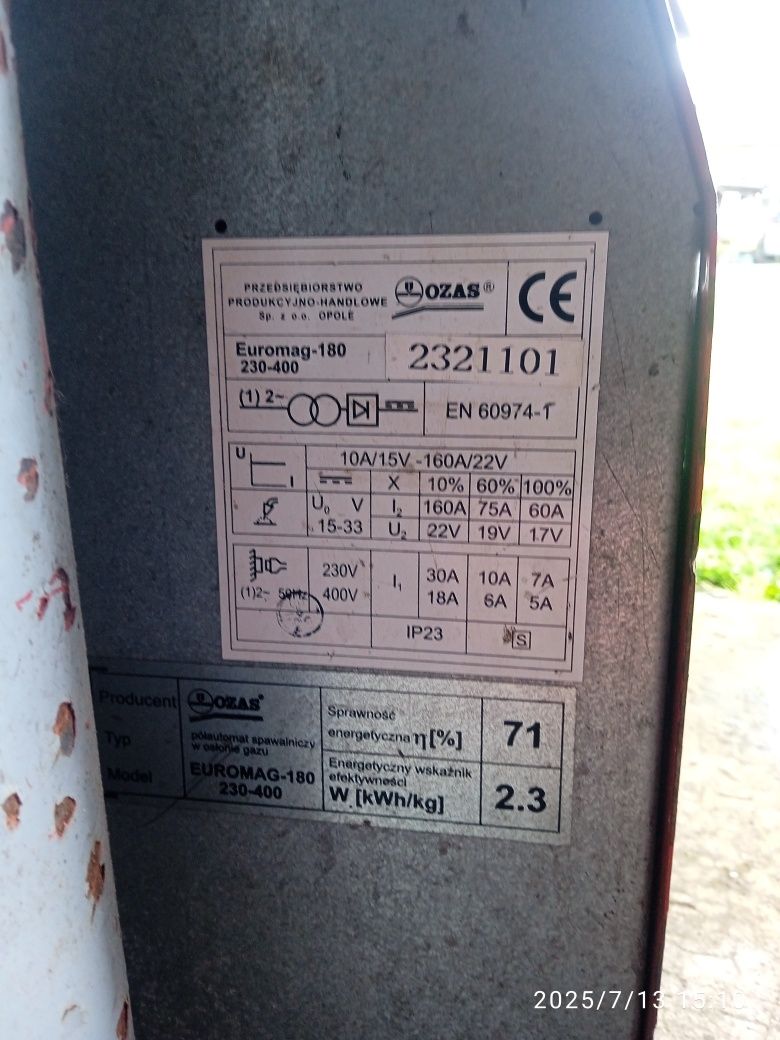 Migomat spawarka Bester ozas 180 zestaw CO2 polautomat230/400v migmag