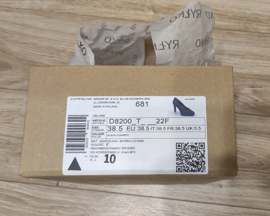 Ryłko czółenka szpilki czarne rozm. 38,5 ANETT | D8200_T