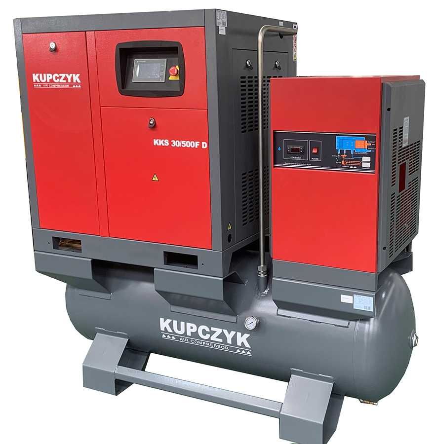 Kompresor śrubowy 3000 l/min 22 KW Falownik Osuszacz Filtry Kupczyk