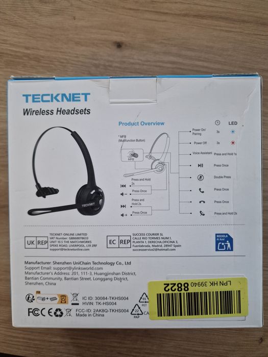Sprzedam słuchawkę Bluetooth TeckNet TK-HS004.
Stan: powystawowa, jak
