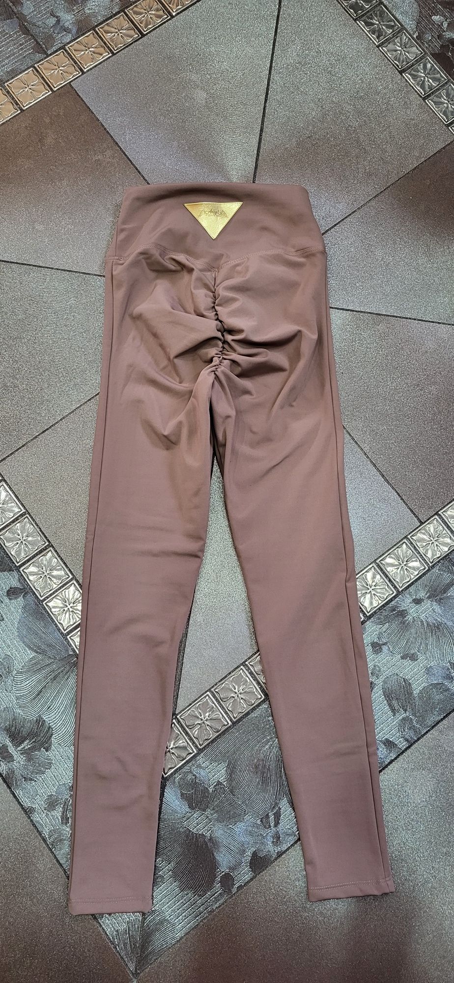 2 pary legginsy czarne beż push up na pupie wysoki stan premium S