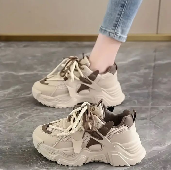 Modne Damskie Sneakersy Mesh w Kolorowe Bloki