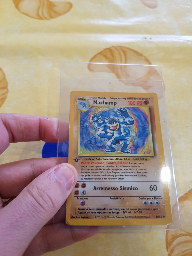 Cartas Pokemon Original Rara Machamp 1 Edição Base Set