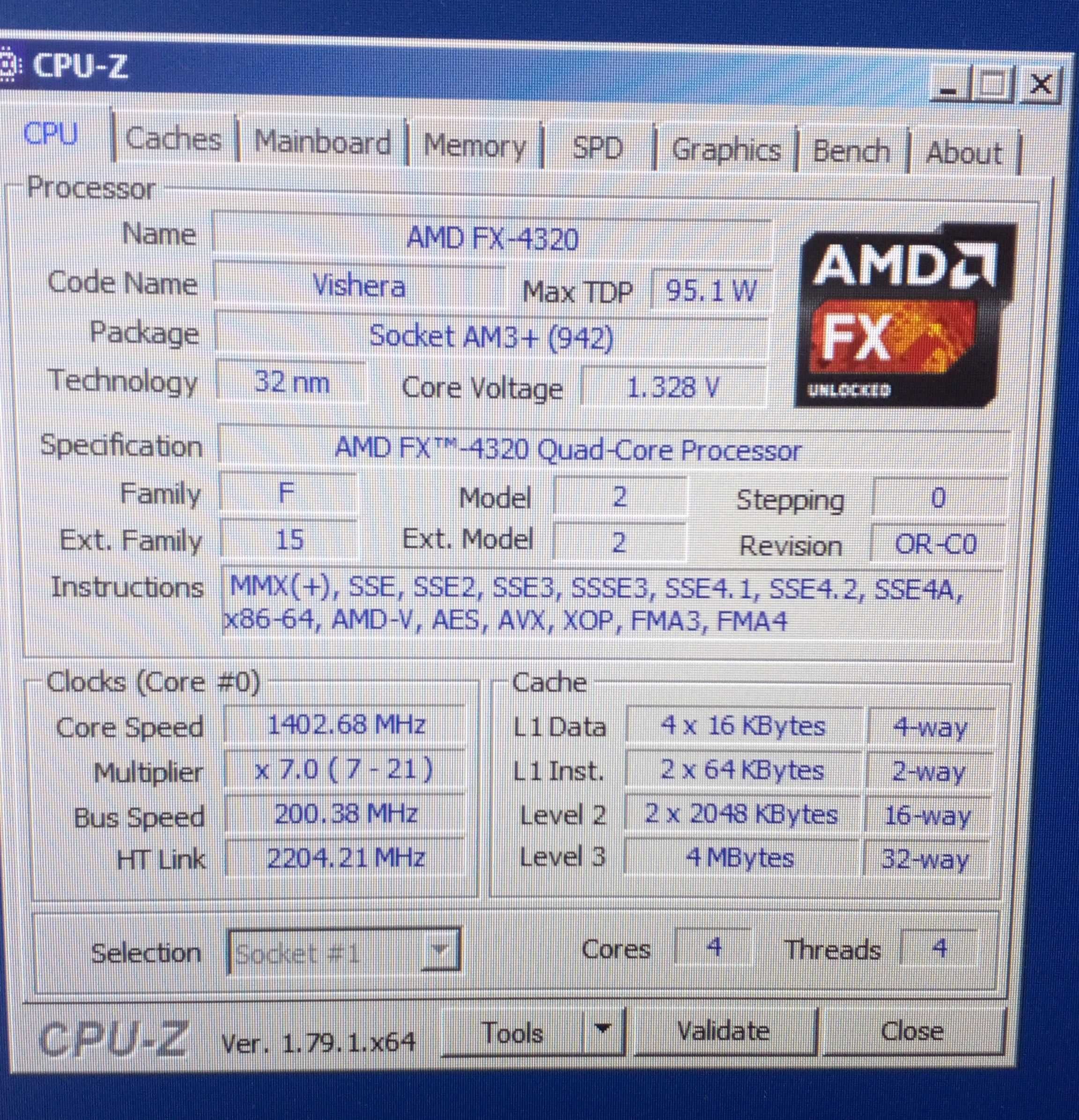 Płyta główna ASROCK 960 + procesor AMD FX-4320 + chłodzenie + ram 8GB