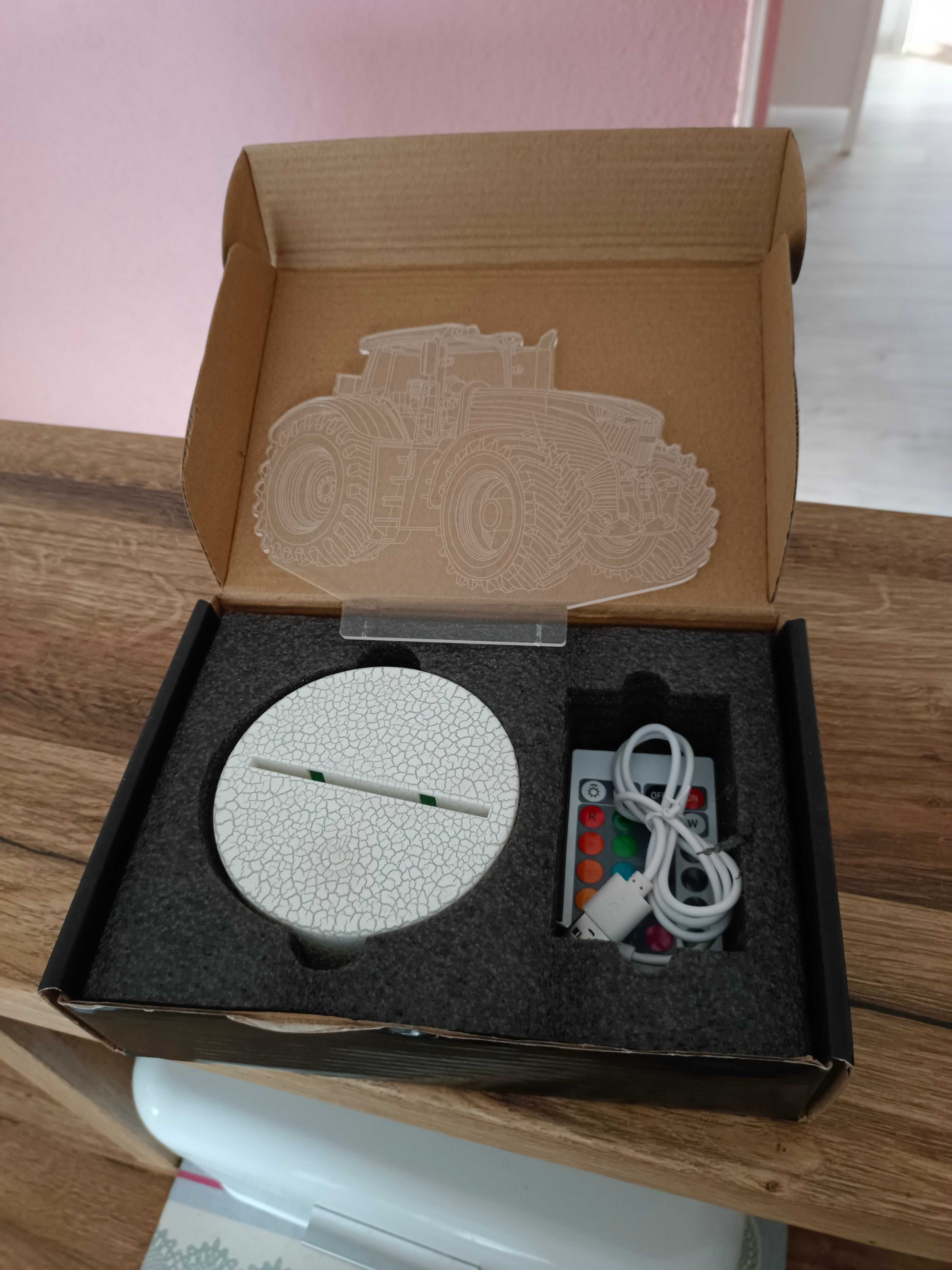 Lampka dla chłopca nocna 3D LED TRAKTOR CIĄGNIK kabel USB + PILOT nowa