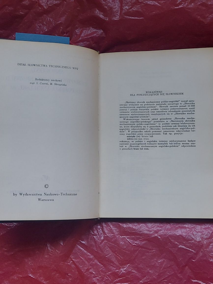 Książka Skrócony słownik Mechaniczny Polsko Angielski1962rok