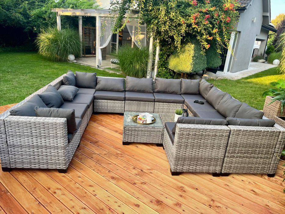 zestaw Palermo XXL technorattan wielki narożnik sofa pufa 2 kolory