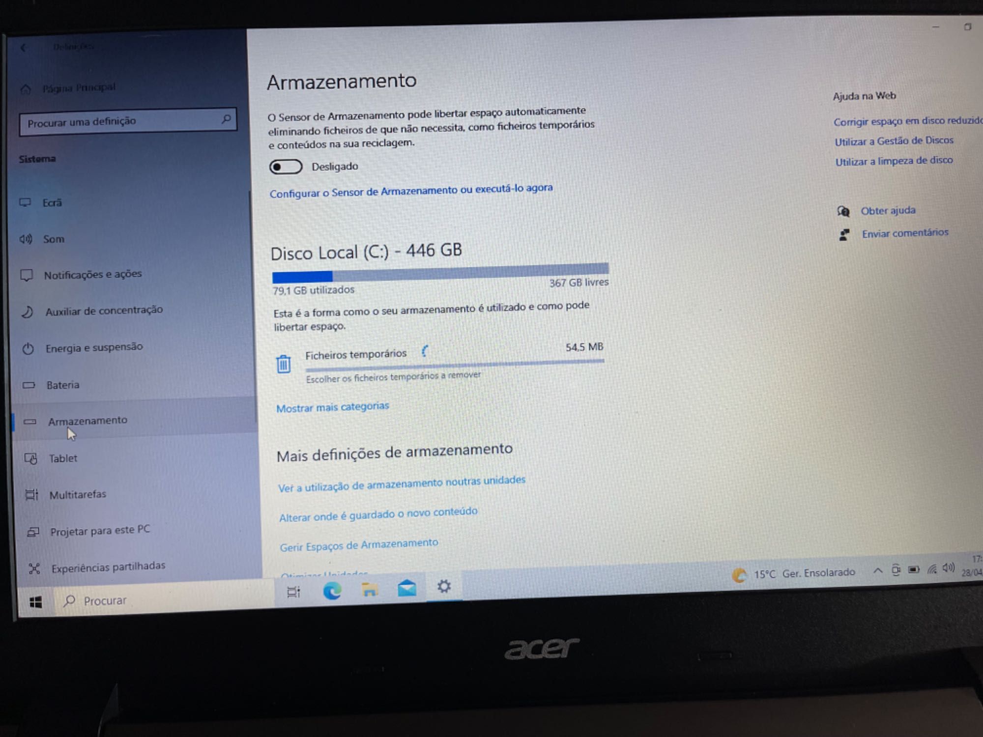 Portátil acer i5