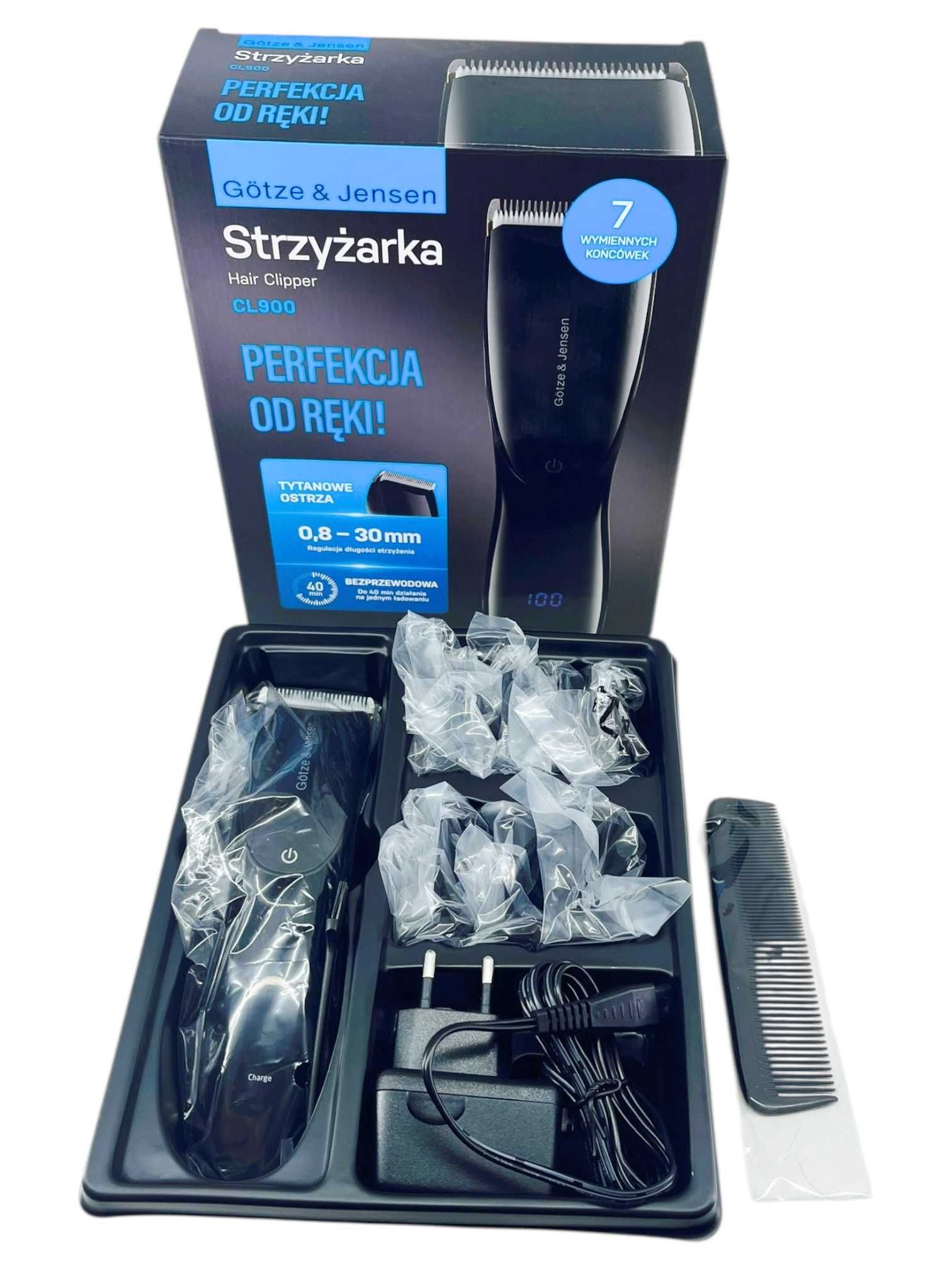 Strzyżarka GÖTZE & JENSEN CL900  bezprzewodowa 7 nakładek + PARAGON