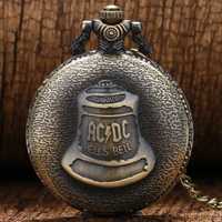 Relógio de bolso AC DC colar metal rock