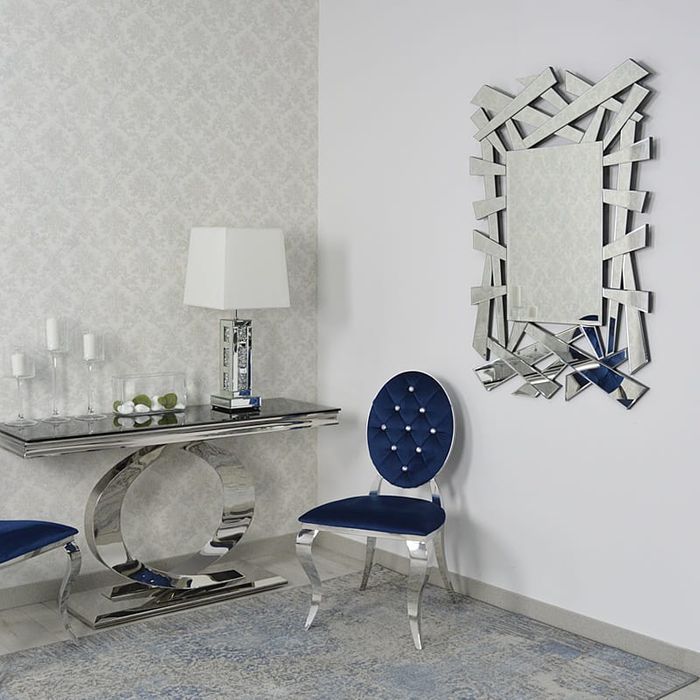 Srebrne lustro glamour prostokątne 80x120 cm M-0504