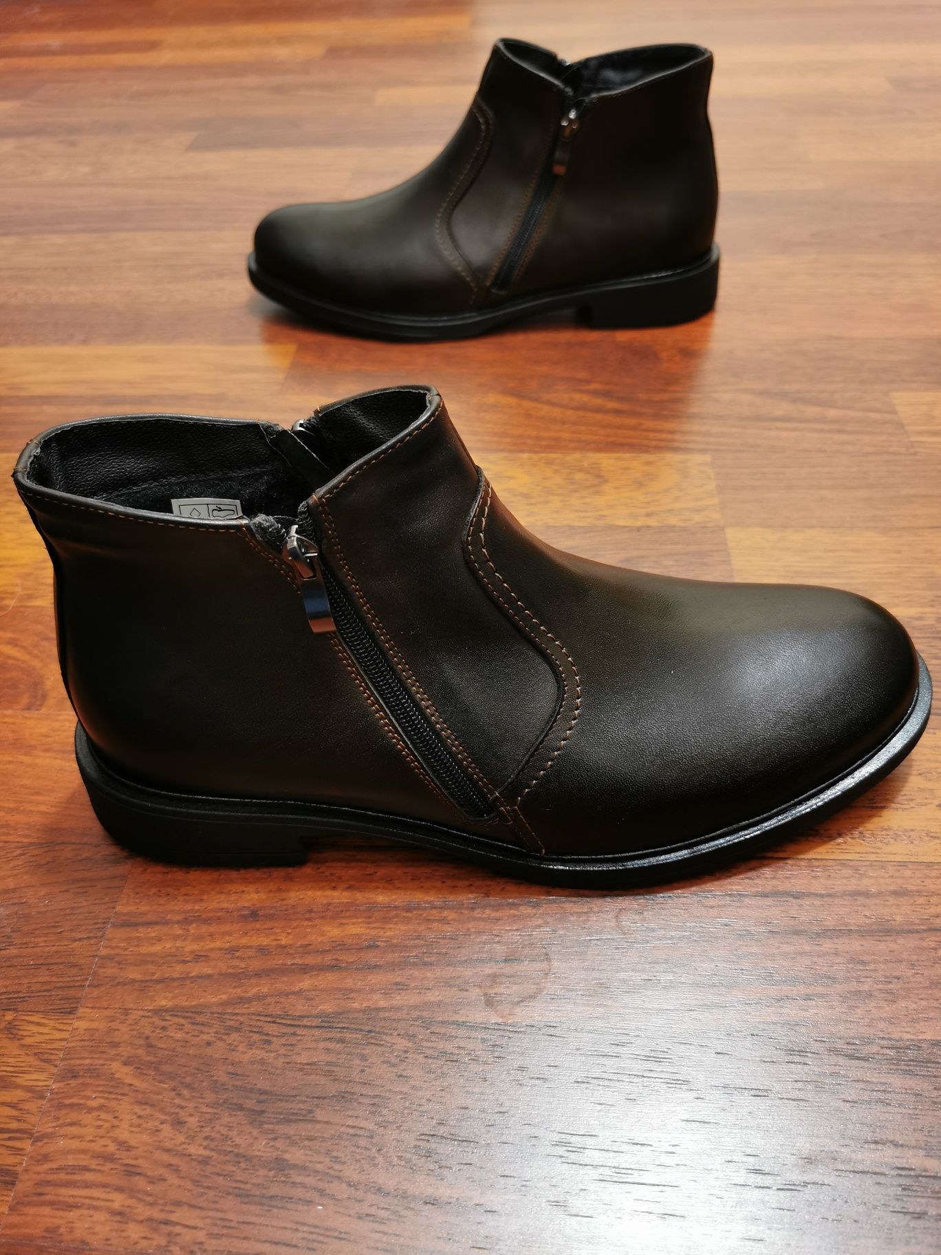 Eleganckie Skórzane Ocieplane Buty Męskie Na Zamek Gruby Spód Ciepłe