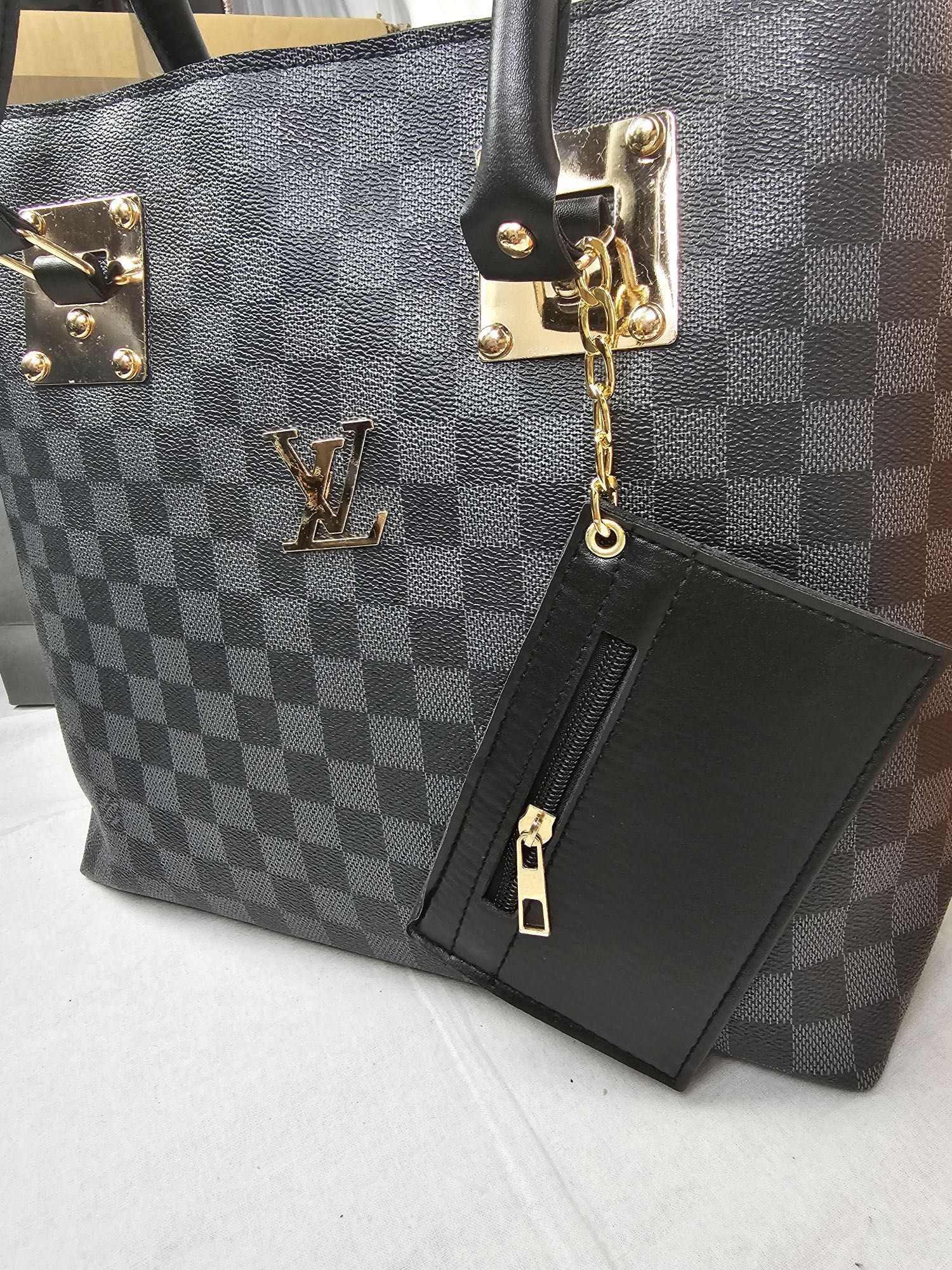 Torba z saszetka Louis Vuitton czarna kratka