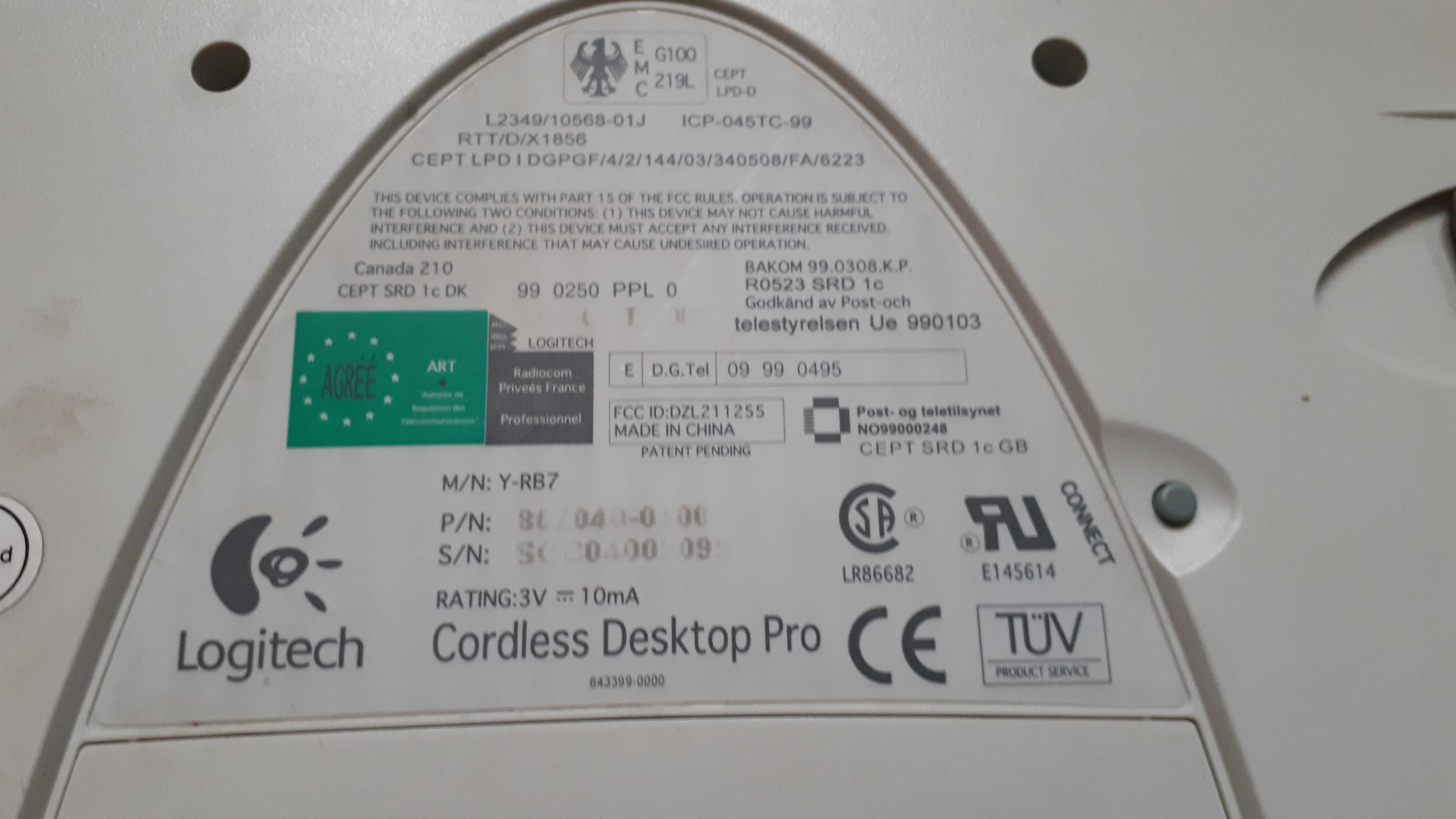 Klawiatura Logitech Cordless Desktop PCY-RB7 zestaw plus mysz retro