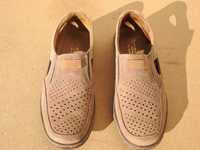 Buty skórzane Enzo Peruzzi, kolor jasno brązowy, rozmiar 41, mokasyny