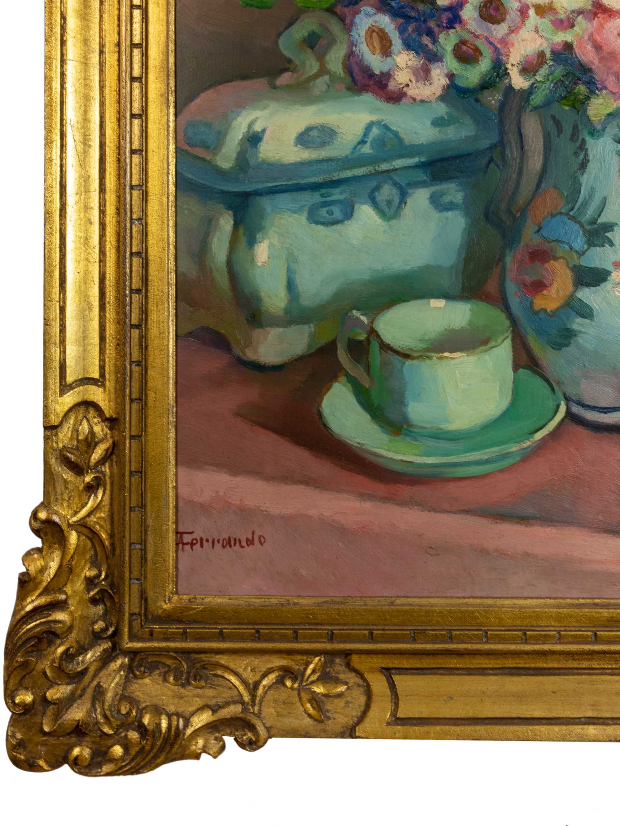Pintura flores peônia Augustin Ferrando | século XX