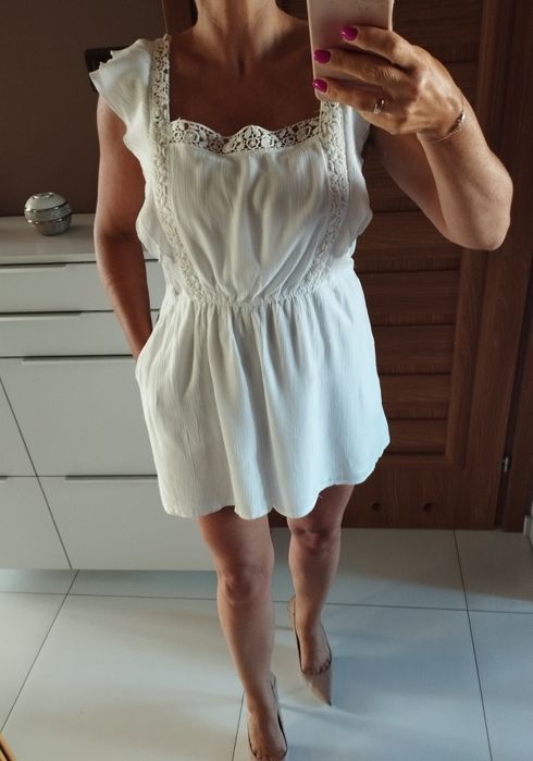 Biały kombinezon boho rozmiar L /XL