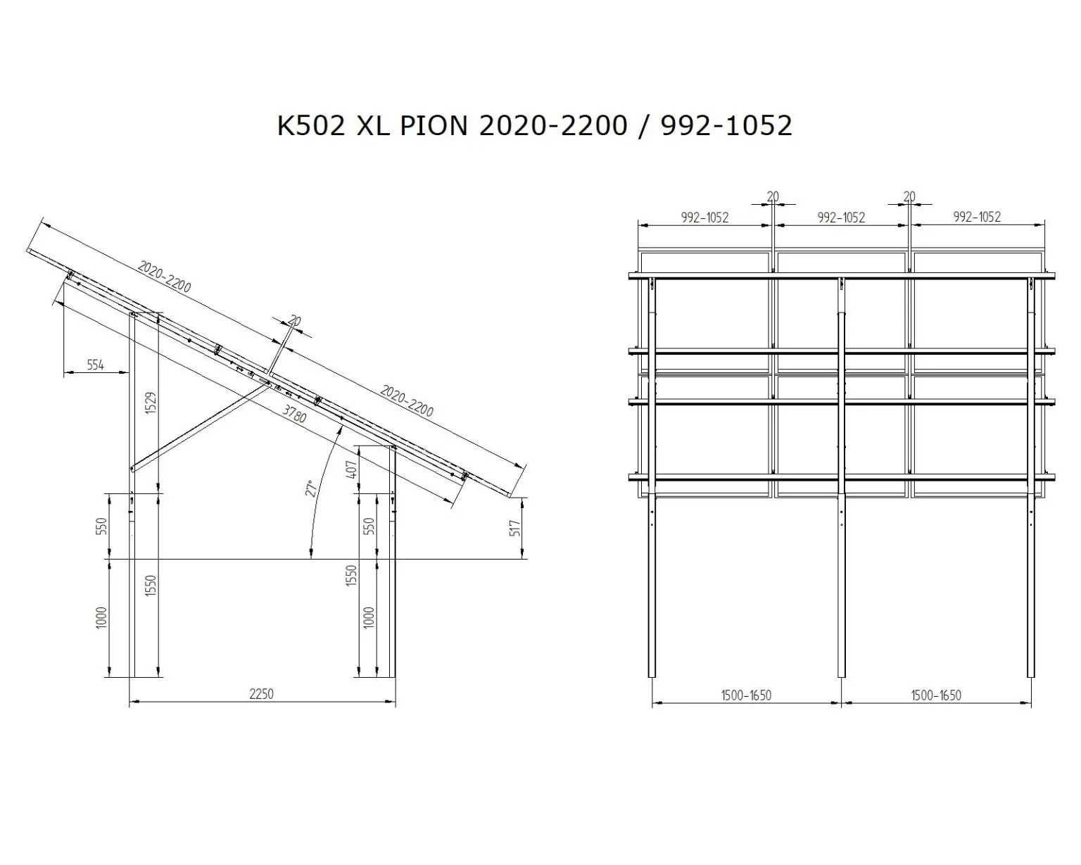 Konstrukcja Gruntowa K502 na 10 paneli XL PION