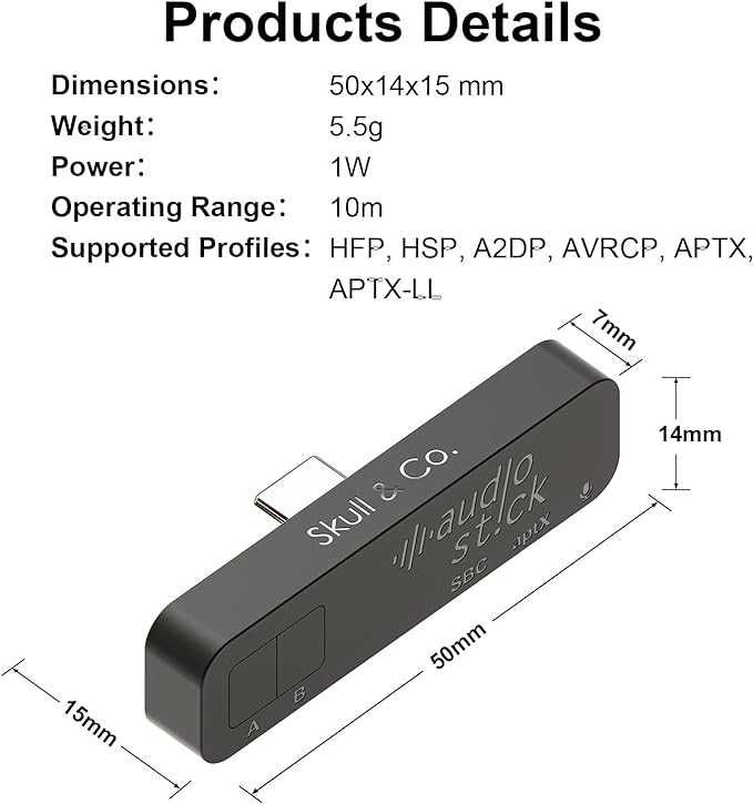 Skull & Co Bluetooth 5.0 bezprzewodowy adapter nadajnik audio PS5 PS4