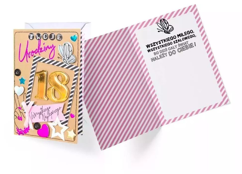Karnet B6 FR-024 Urodziny 18. Kukartka