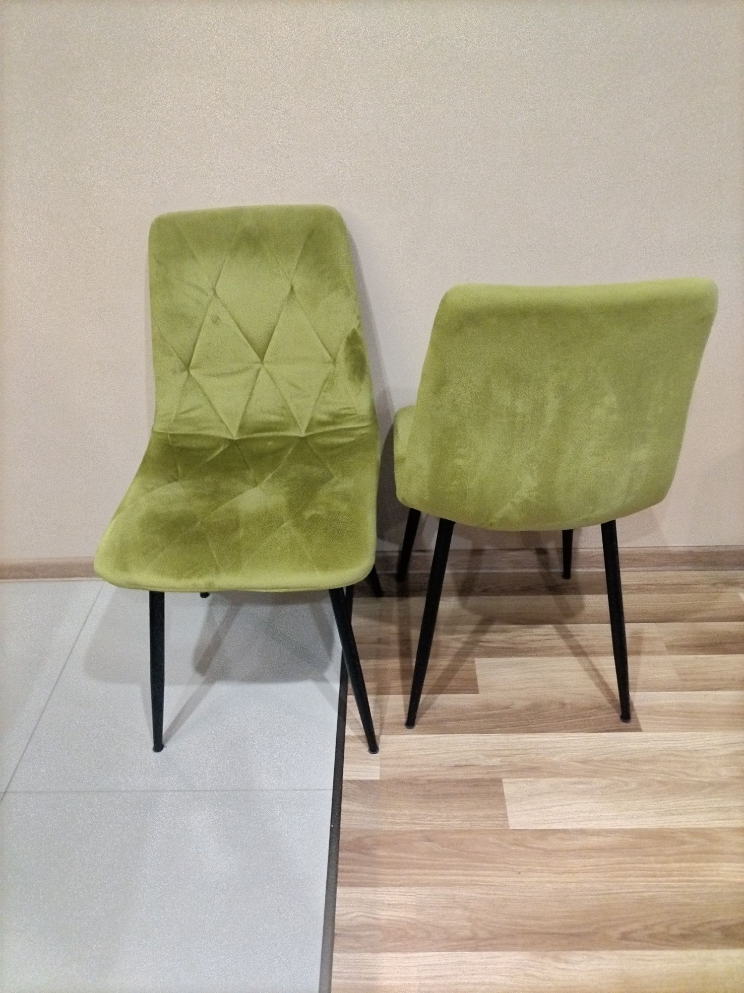 4 krzesła welur zielone/limonka
