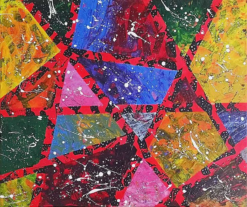"Geometryczna Symfonia" - Obraz Akrylowy na Płótnie 55x46cm