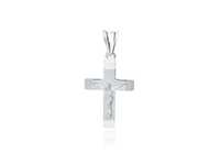 Rodowany Srebrny Diamentowany Krzyż Jezus Chrystus K0234R