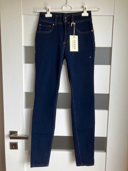 Nowe granatowe jeansy Guess skinny rurki wysokie pushup