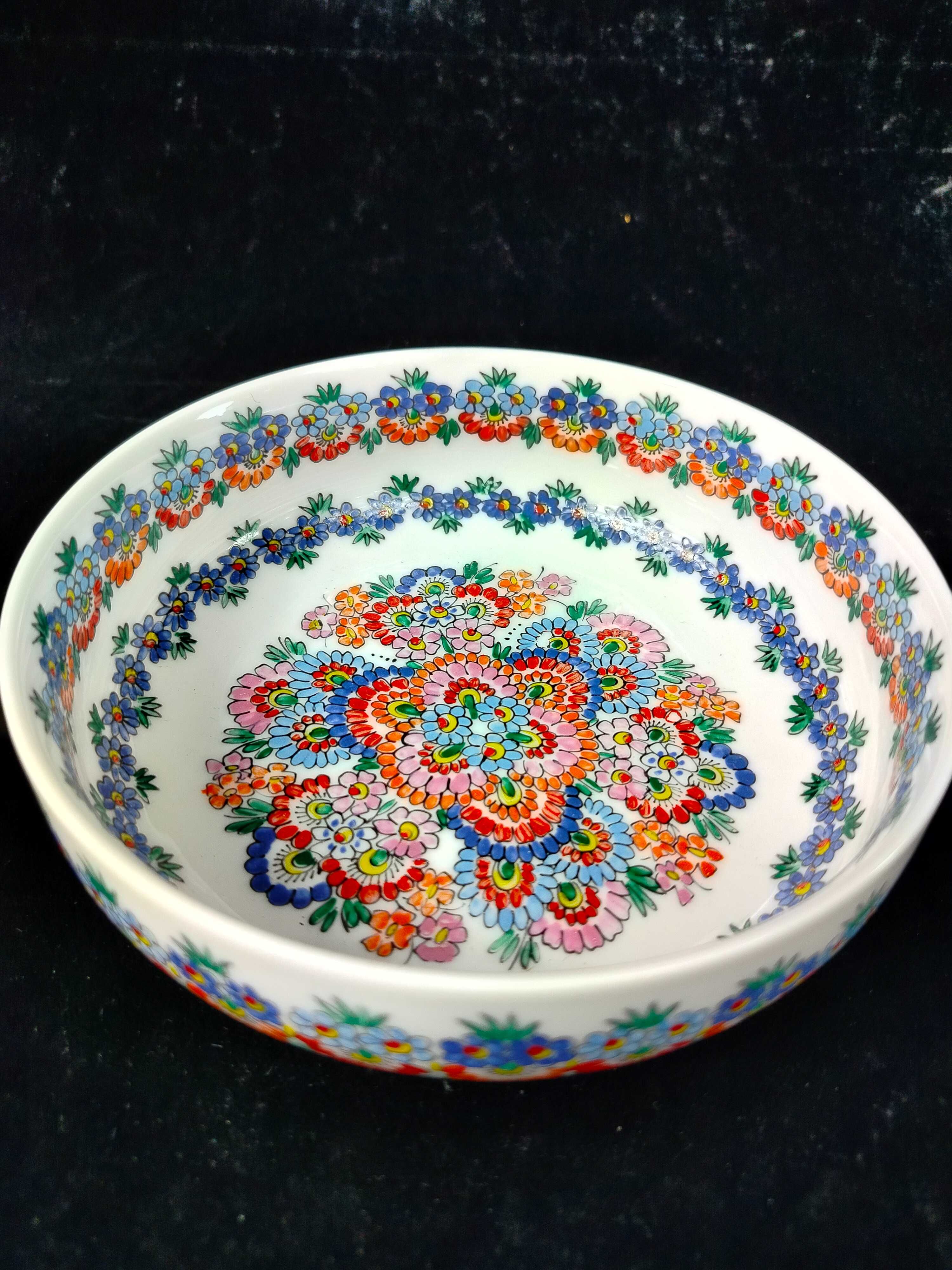 Cepelia Opole ręcznie malowana miska talerz głęboki porcelana kwiaty