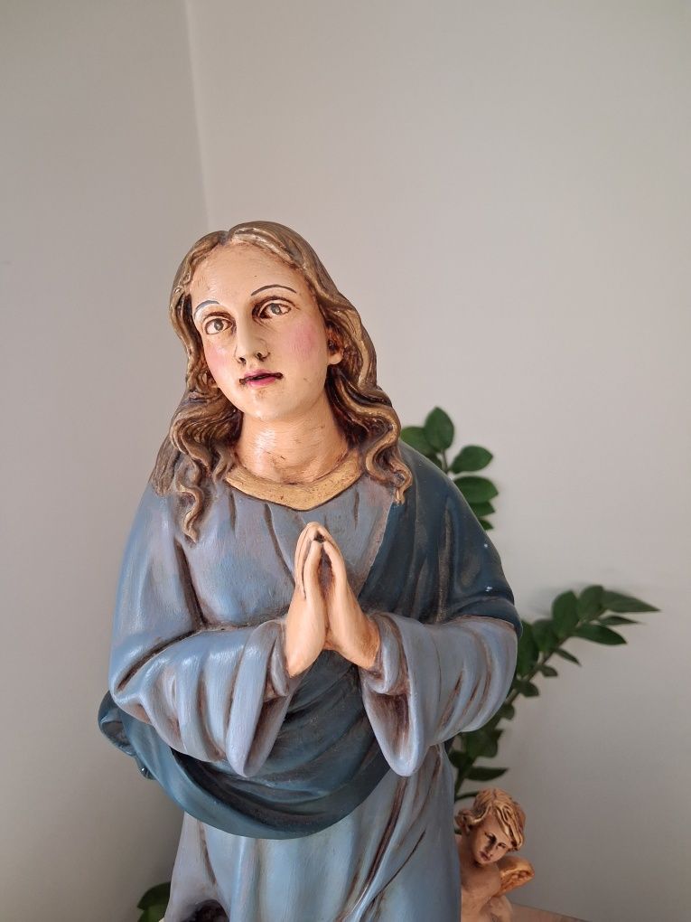 Estarueta Nossa Senhora da Conceição em marfinite maciça pintada a mão